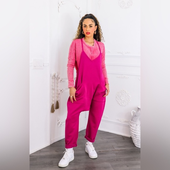 Vibrant Pink Women's Jumpsuit - Picture 3 of 6